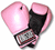 Pixelated pink boxing gloves with black accents and a white highlight on the left glove, set against a plain background.