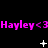 Animated icon with repeated pink text 'Hayley<3' on black background, featuring white star-like symbols changing across frames.
