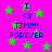 Pixelated green stars float on a bright pink background with blue text reading 'I <3 TIM!!! FOREVER' in multiple positions.