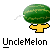 A watermelon-shaped character with a yellow base, displaying sequential animation states including intact fruit, flame on stem, and sliced pieces.