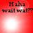 Red background with black text 'Haha wait wat??' and a bright white light effect that shifts position across frames.