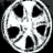 Six circular wheel hubcap designs arranged in a , each with distinct spoke patterns and black-and-white coloration