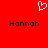 Red background with white pixelated heart symbol above two black pixelated 'Hannah' texts.