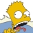 Pixelated yellow cartoon character with spiky hair, wide eyes, and open mouth showing teeth and tongue against blue and white background.