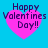 Four identical pink heart-shaped icons with 'Happy Valentines Day!!' text on a blue background, each displaying slight pixelation differences.