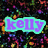 Four instances of the name 'kelly' in stylized text with varying color schemes against a pixelated multicolored background.