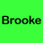 A 3x2 contact sheet of six animated frames showing the name "Brooke" in different colors and fonts against solid backgrounds.