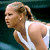Pixelated image of a person with light brown hair tied back, wearing a white sleeveless top, viewed from the side against a dark background.