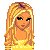 Pixel art contact sheet showing multiple frames of a female character with blonde hair, yellow striped top, and black pants in various poses with text elements "You Again?" and "Who Are" visible.