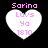 Four heart-shaped icons with pink text on white hearts against a black background, each displaying 'Sarina Luvs Ya 1310' in pixelated font.