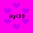 A static image with a bright pink background featuring scattered purple heart shapes and repeated text 'ily<33' in black pixelated font.