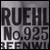 Static grayscale icon with bold pixelated text reading RUEHL No.925 and partial letters below, set against a gradient background.