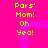 Yellow pixelated text on bright pink background with two vertical light beams, repeating 'Pars' Mom! Oh Yea!' in two