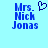 Pixelated blue text on light blue background reads "Mrs. Nick Jonas" with a heart symbol above the text on the left side.
