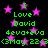 Green text on black background with pink stars, repeating 'I Love David 4eva+eva (3May 22:03' in two