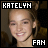 Two side-by-side pixelated images of a person with the name 'KATELYN' at the top and 'FAN' at the bottom, differing only in text color.