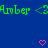 Green text 'Amber' with angle brackets and a heart symbol on a blue background, showing animation changes in heart and bracketed text.