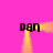A pink background with four yellow light beams forming a square, each beam ending in the text "Dan" at corners.