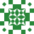 Green and white pixelated pattern with central floral design and corner accents