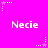 Pixelated pink background with white text "Necie" repeated in a , surrounded by small star and dot patterns