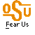 A static contact sheet of two identical orange OSU logos with "Fear Us" text below, alongside red and black promotional text for badassbuddy.com on a gray background.