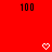Red background with black '100' text and white pixelated hearts arranged in a pattern