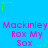Blue background with repeated pink text 'Mackinley Rox My Sox' and green star-like dots arranged in a pattern