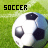 soccer ball icons with the word "SOCCER" above each, displayed on a grass background