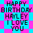Pixelated text on a blue and pink starry background with repeated 'HAPPY BIRTHDAY HAYLEY I LOVE YOU' phrases.