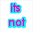 Pixelated text in cyan and magenta colors arranged across six on a white background