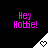 Pixelated text 'Hey Hottie!' in bright pink above a white triangular shape with a heart symbol, displayed across six positions on black background
