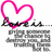 A static pixelated icon features a bright pink heart outline above stylized gray text with black accents on white background.