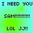 Pixelated text on a gradient background with repeated phrases and punctuation variations.