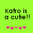Green background with black text reading 'Kato is a cutie!!' and five pink heart symbols below, where the third heart changes color from light brown to bright pink between frames.