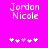 Pixelated text 'Jordan Nicole' on bright pink background with five white and one light purple star symbols below.