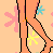 Pixel art contact sheet showing a bikini-clad female character in various poses with text about basking in the sun, set against a pink snowflake background and yellow central panel.