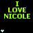 Green text "I LOVE NICOLE" on black background with light blue star icons in varying quantities and positions across the