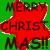 Two side-by-side pixelated display 'MERRY CHRISTMAS!!' text over star-shaped backgrounds with color swaps between green/red and orange/green