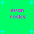 Green background with cyan star shapes and pink text reading "evan rocks" in four identical quadrants.