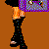 A 2x2 contact sheet of four animated frames showing a cartoon character with red hair and black clothing holding a purple backpack, with text reading "I hate school" on the right side.