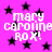 Pixelated pink background with black stars and repeated white text 'mary caroline ROX!' in four quadrants.