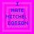 Four identical pixelated text in a , each displaying 'I HATE MITCHEL DOTSON' with blue letters on pink backgrounds