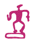 A pink skater icon with a dotted texture, shown in four where the arms and legs shift position across the sequence