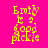 Yellow pixelated text 'Emity is a good pickle' on bright pink background with green rectangular blocks shifting positions across frames.
