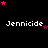 Pixelated text 'Jennicide' repeated across a black background with scattered pink and purple stars, some stars animate to change position.