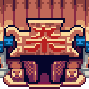 Pixel art icon featuring a red Chinese character on an ornate brown and blue structure with decorative patterns.