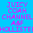 Static image with bright blue background and repeating pink text in three , including 'JUICY COAH', 'CHANNEL A&F', and 'HOLLISTE'