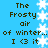 A static image with a bright blue background, white snowflakes along the right edge and center vertical strip, and dark brown text reading "The Frosty air of winter... I <3 it" repeated twice.