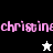Pixelated pink text 'christine' on black and white backgrounds with a star symbol changing from white to black.