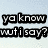 Two side-by-side pixelated images: left shows black text on light blue background, right shows circular icon with cyan text and green heart.